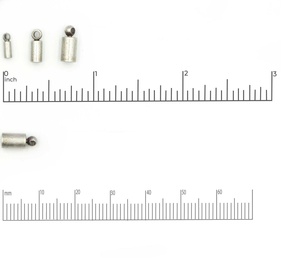 Elementary End Caps, 3mm- Antique Silver (6 pieces)