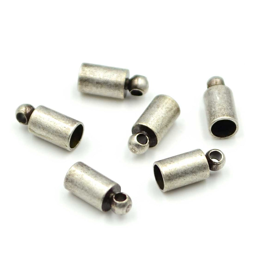 Elementary End Caps, 3mm- Antique Silver (6 pieces)
