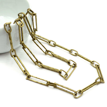 Rustic Rectangle- Antique Brass Chain by the Foot