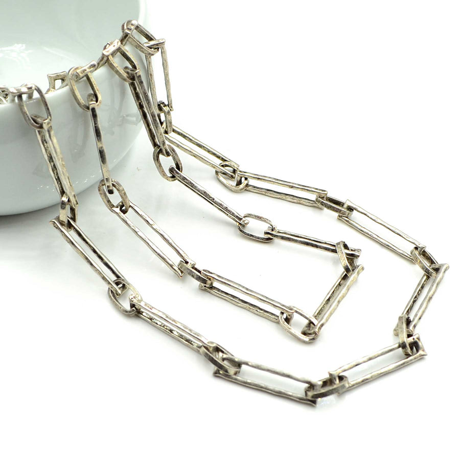 Rustic Rectangle- Antique Silver Chain by the Foot