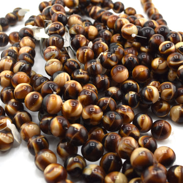 beadshopSTUDIO Vintage Glass Chocolate/Butterscotch 13mm Druk