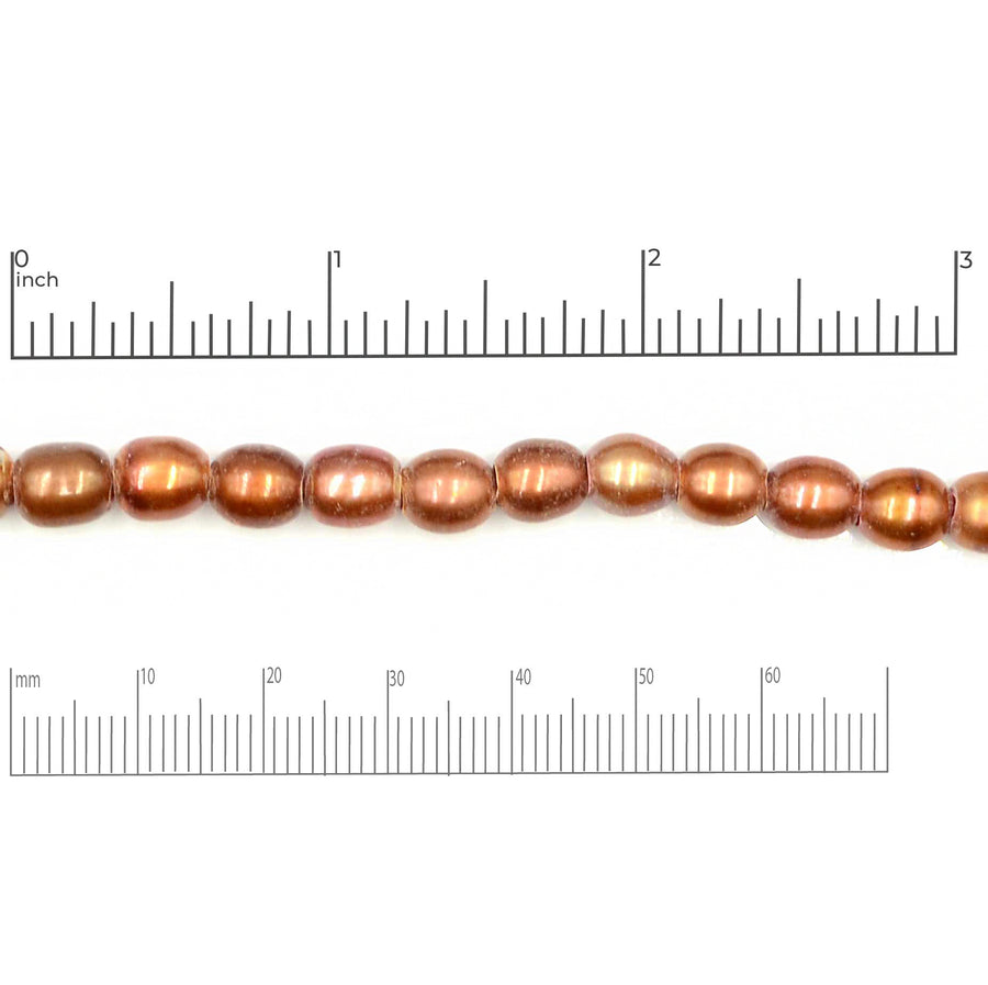 Large Hole Pearls- Copper Rice, 8mm