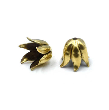 Curled Petal Caps, 8mm- Antique Gold (1 Pair)