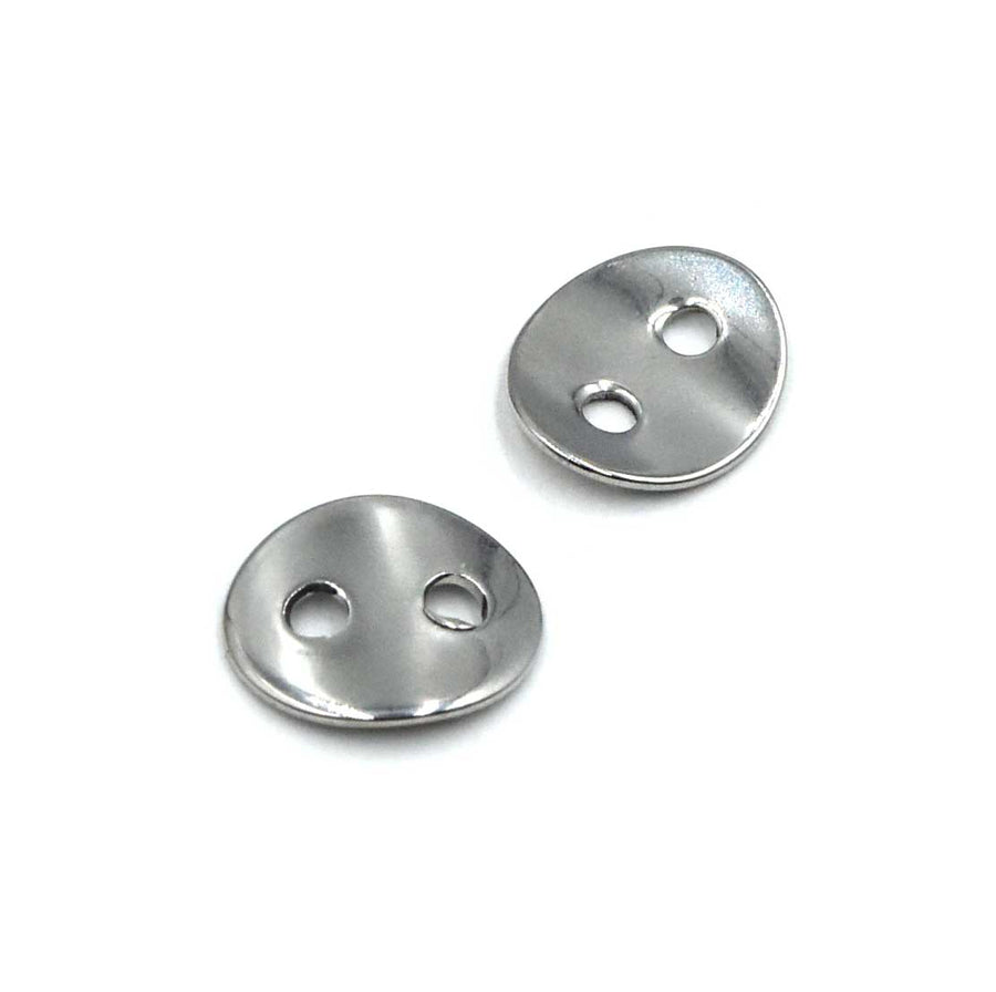 Curved Oval Button- Silver