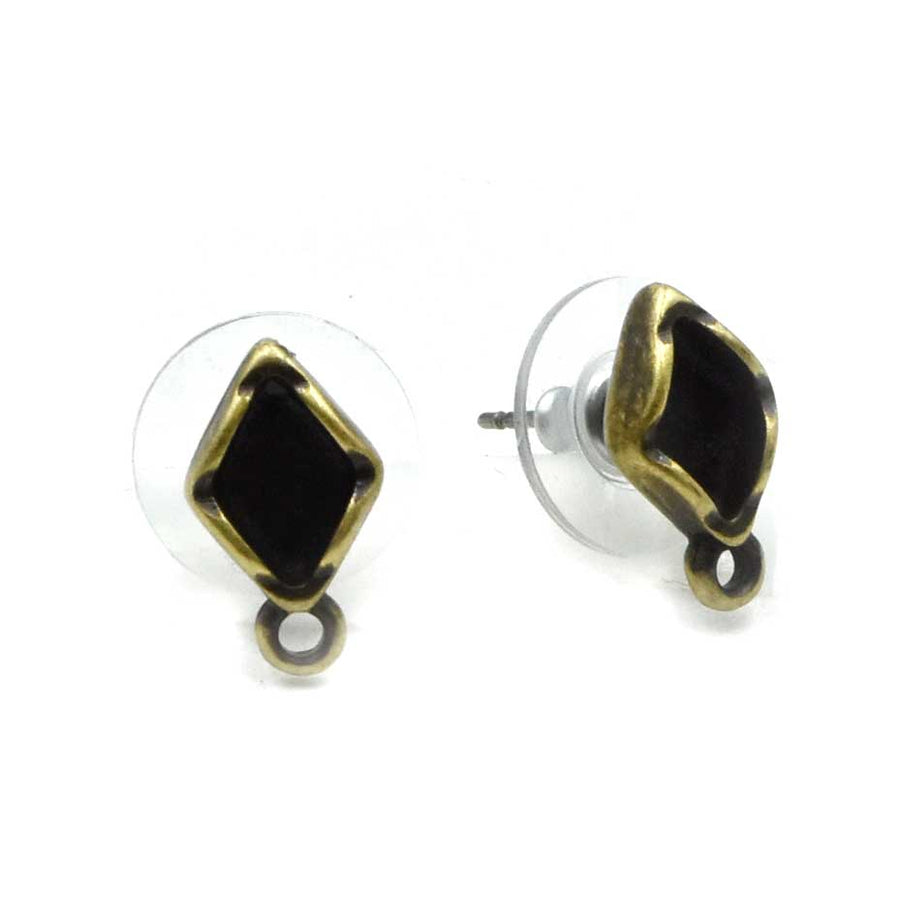 Cymbal Fyriplaka Gemduo Earring Posts- Antique Brass (1 Pair)