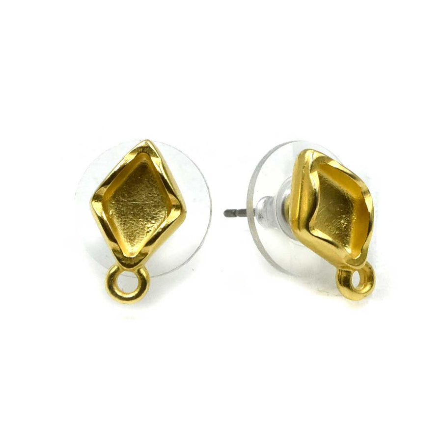 Cymbal Fyriplaka Gemduo Earring Posts- 24kt Gold Plate (1 Pair)