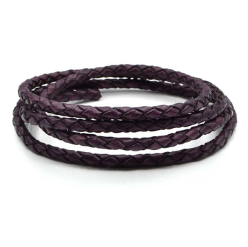 Distressed Violet- 5mm Round Braided Indian Leather By The Yard
