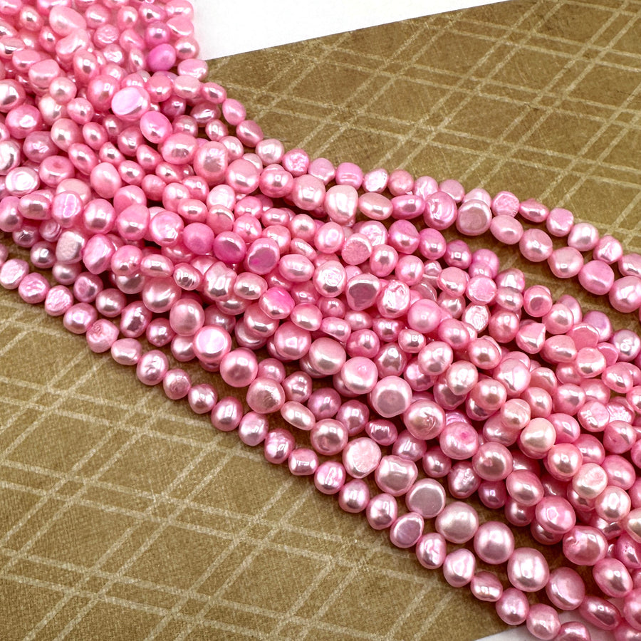 Dyed Pink Nugget Pearls-6mm