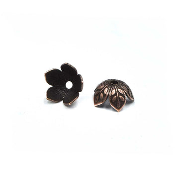 Etched Daisy Caps, 8mm- Antique Copper (1 Pair)