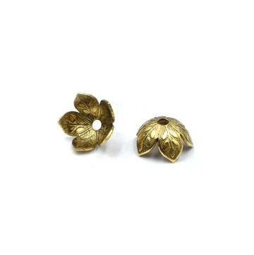 Etched Daisy Caps, 8mm- Antique Gold (1 Pair)