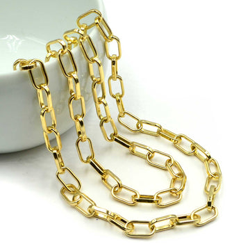 Flat Paperclip- Bright Gold Chain by the Foot