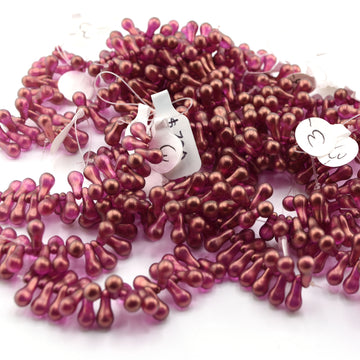 beadshopSTUDIO Vintage Glass Fuchsia Bronze Luster - Drip
