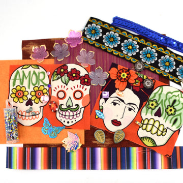 beadshopStudio Slow Stitch Patch Inspiration Kits- Frida Flor & Frida Fuego