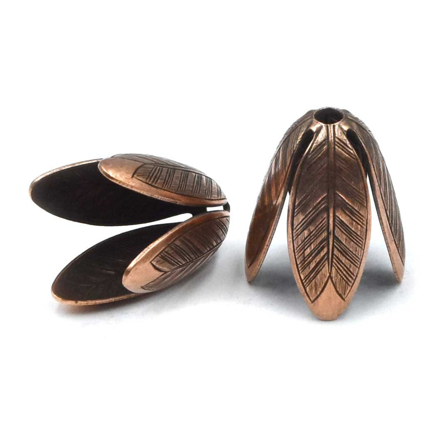 Grande Leaf Caps, 14mm- Antique Copper (1 Pair)