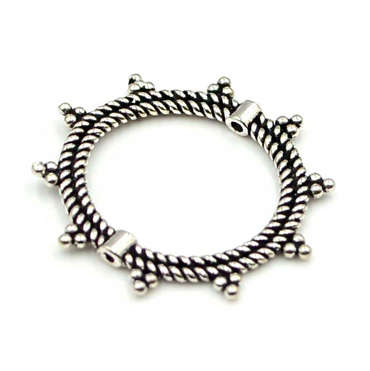 Sterling Silver Round Decorative Bead Frame - Beadshop.com