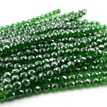 beadshopSTUDIO Vintage Glass Green Luster Faceted Rounds