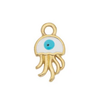 Jellyfish Charm- Gold Plate Blue Eye Enamel