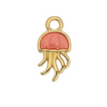 Jellyfish Charm- Gold Plate Coral Enamel