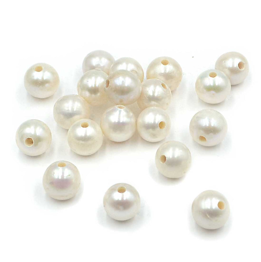 Large Hole Pearls- White Potato, 10-11mm