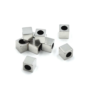 Large Hole Cube- Antique Silver