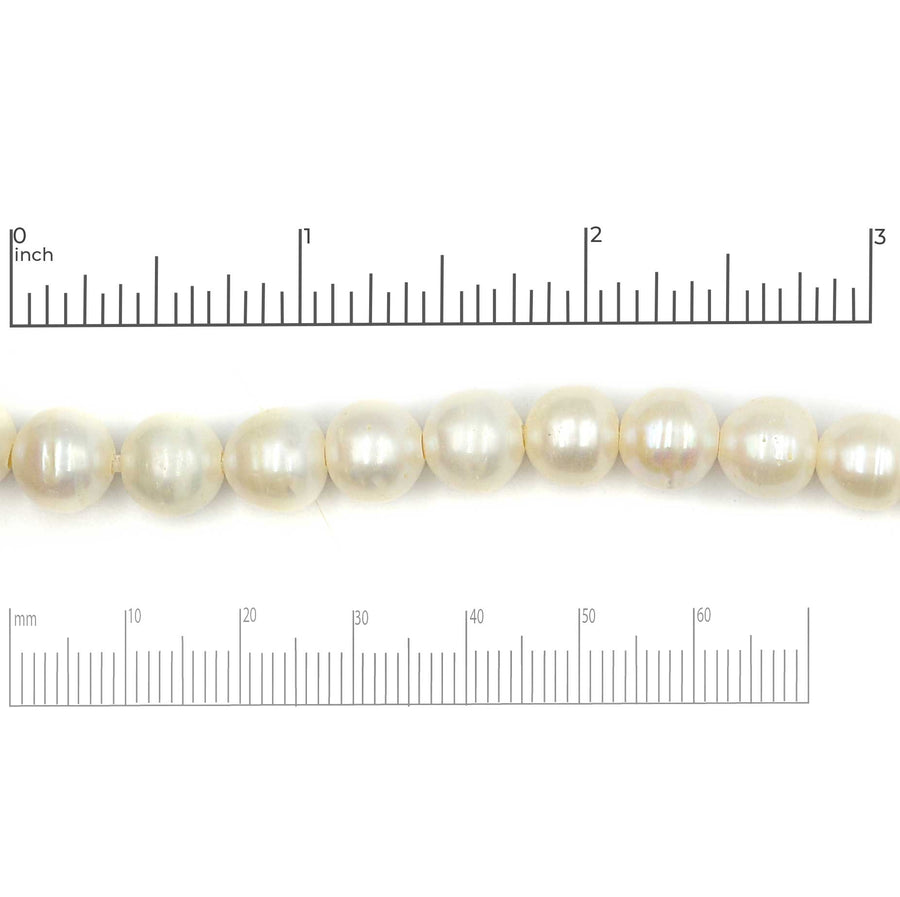 Large Hole Pearls- White Potato, 10-11mm