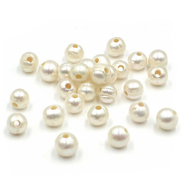 Large Hole Pearls- White Potato, 8-9mm