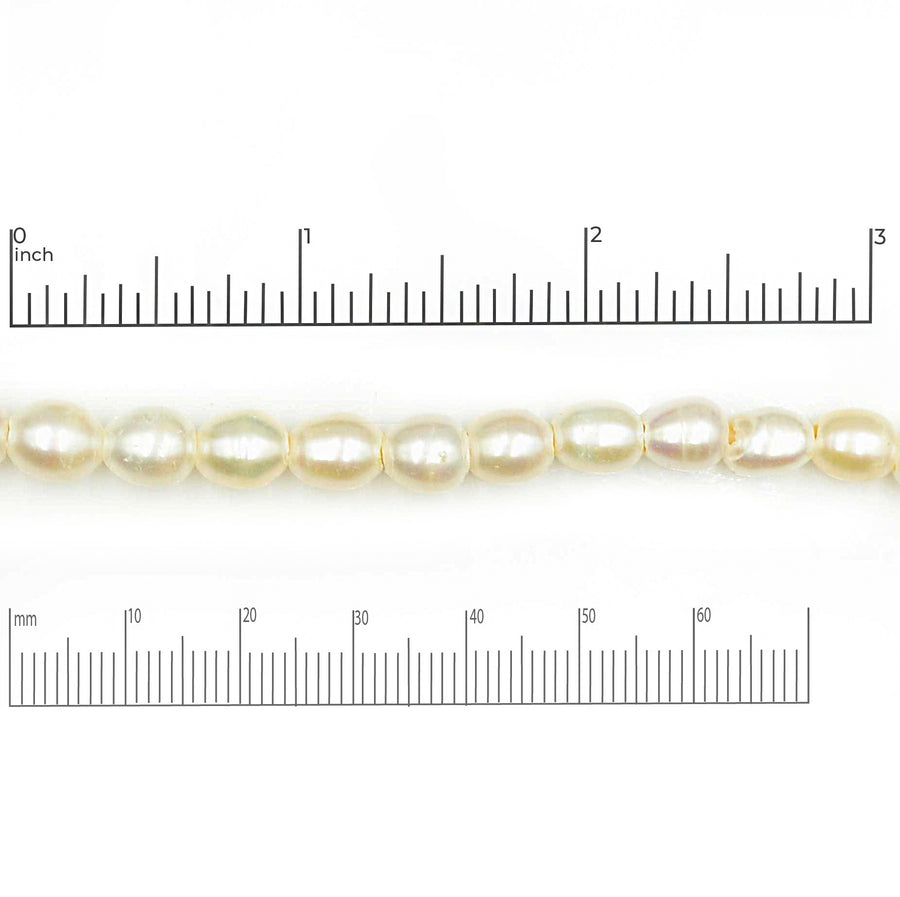 Large Hole Pearls- White Rice, 8mm