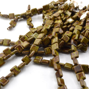 beadshopSTUDIO Vintage Glass Olive Travertine Square