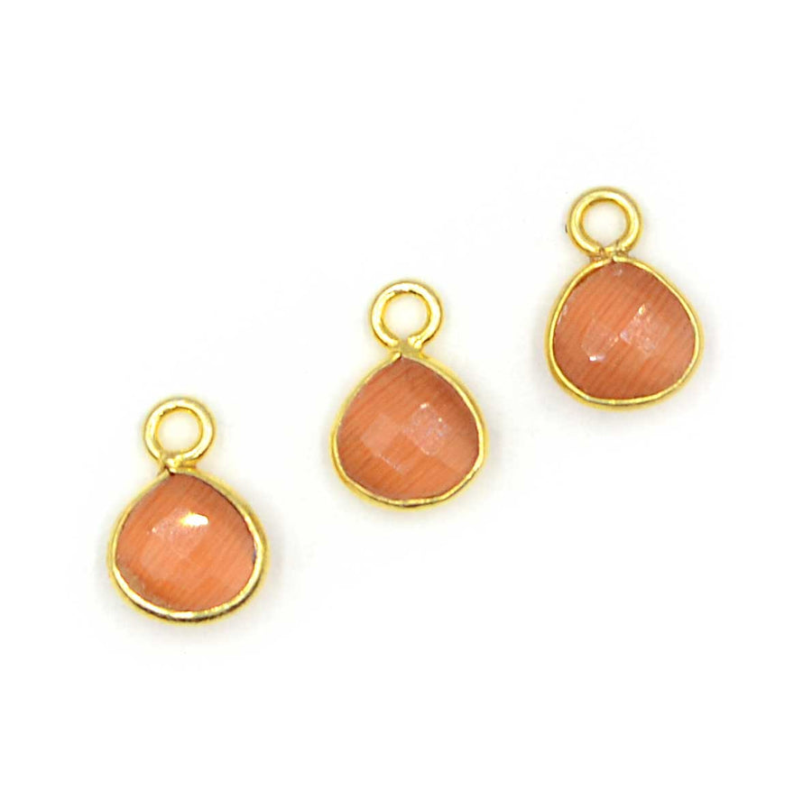 Peach Moonstone 18k Gold Vermeil Bezel Briolette