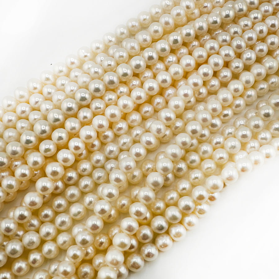 White Almost-Round Potato Pearls- 5.5-6mm