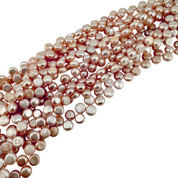 Pink Top-Drilled Button Pearls- 6mm