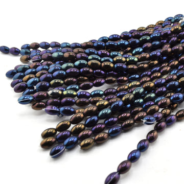 beadshopSTUDIO Vintage Glass Purple Iris Oval