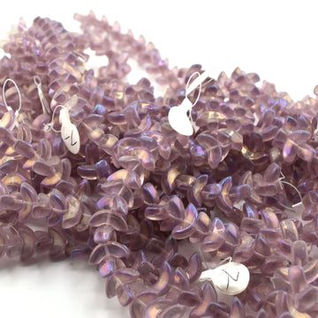 beadshopSTUDIO Vintage Glass Rainbow Iris over Transparent Lt. Amethyst Angel Wings