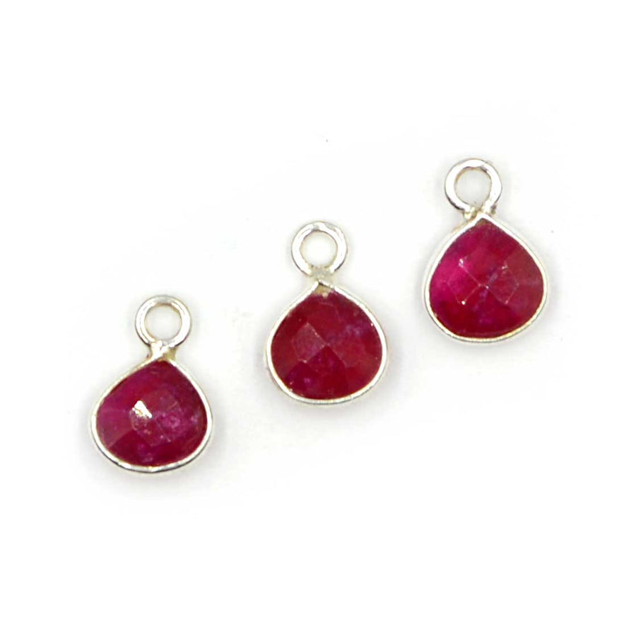 Ruby Sterling Silver Bezel Briolette