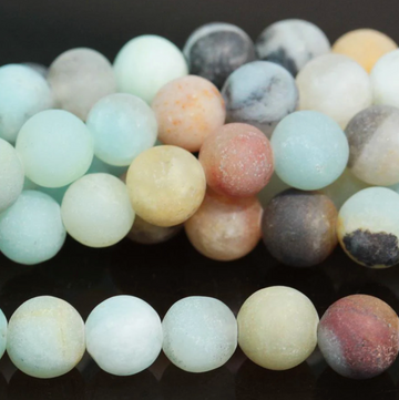Matte Black Gold Amazonite- 6mm Rounds