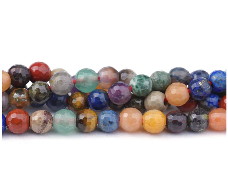 Large Hole Faceted Mixed Stones- 6mm