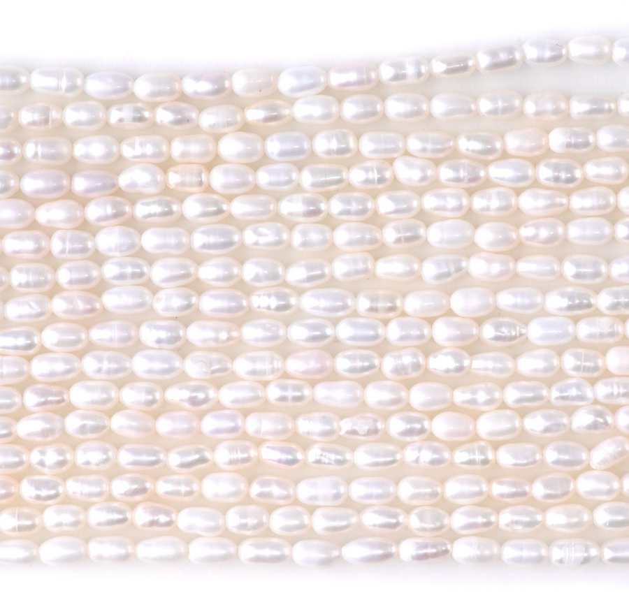 White Rice Pearls, 3-4mm
