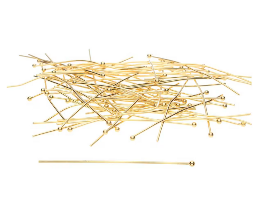 2 Inch Ball Headpins- Bright Gold Bulk (72pc)
