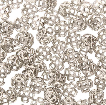 7mm Silver Bead Caps-(144 pcs)