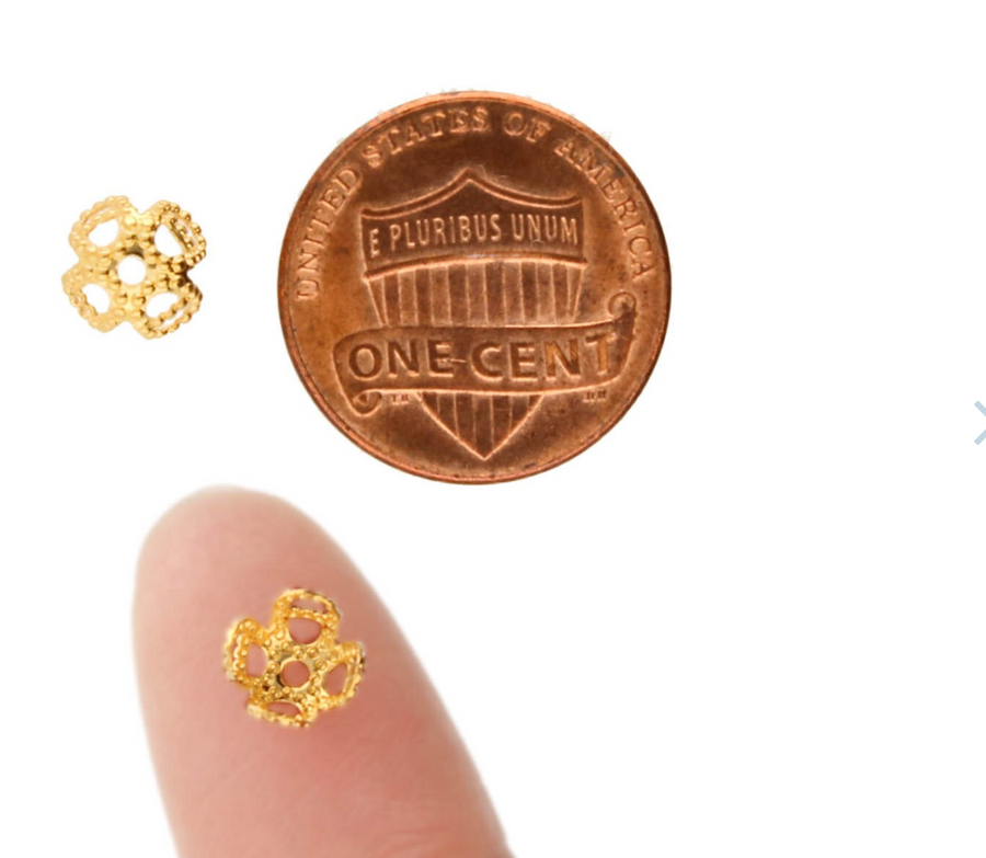 7mm Gold Bead Caps-(144 pcs)