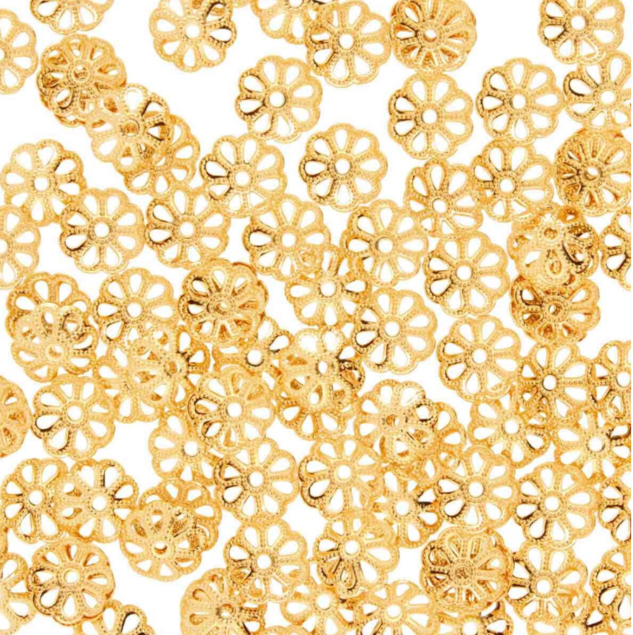 9mm Gold Bead Caps-(144 pcs)