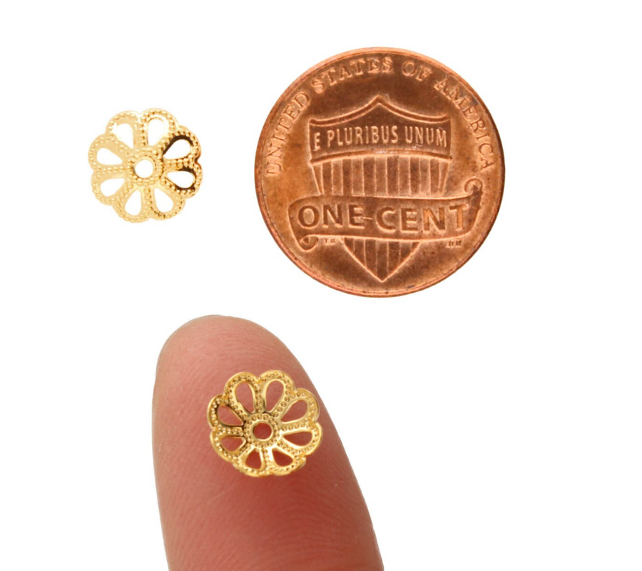 9mm Gold Bead Caps-(144 pcs)