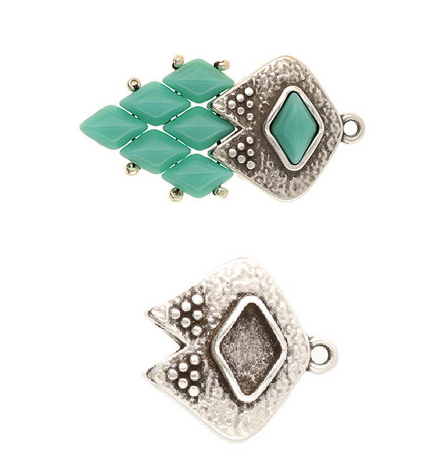 Cymbal Kipos II GemDuo Bead Ending- Antique Silver