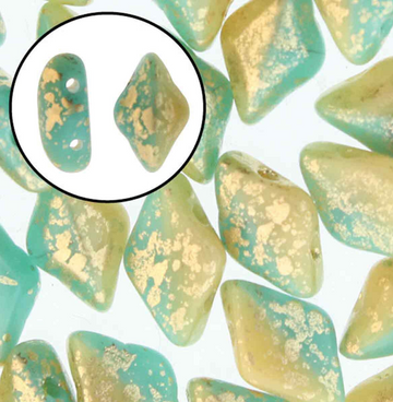 GemDuos- Duet Turquoise Ivory Gold Splash