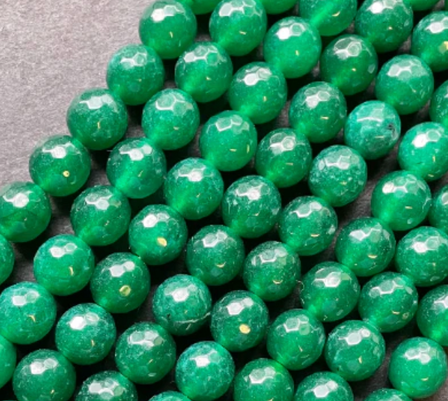 Faceted Dyed Green Jade-10mm