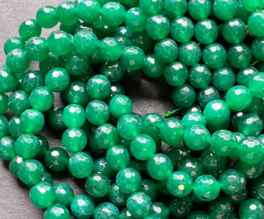 Faceted Dyed Green Jade-10mm