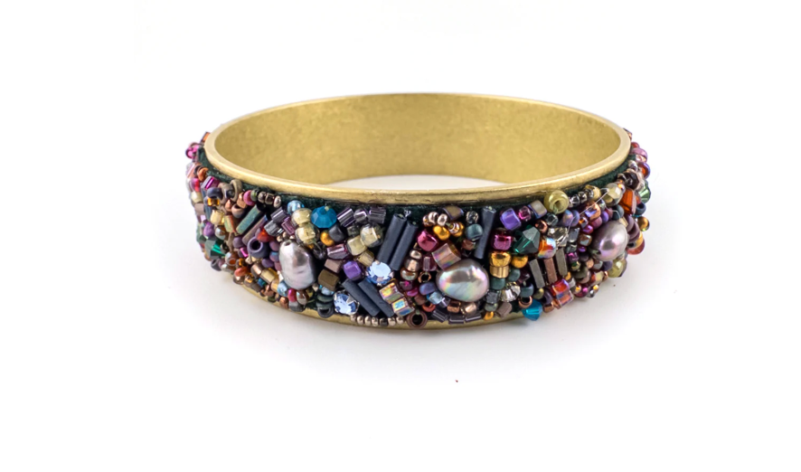 Wide Channel Brass Bangle