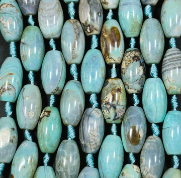 Sky Blue Dragon Skin- Elongated Agate Barrel 19x10mm