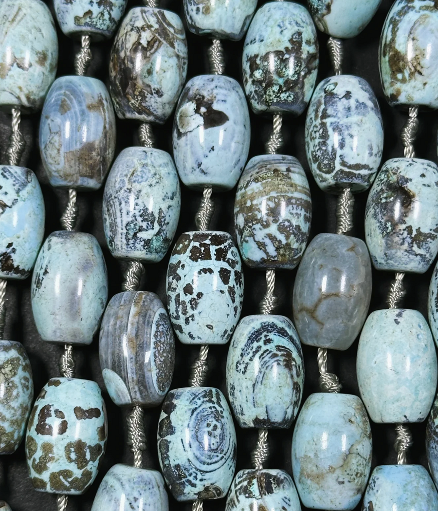 Sky Blue Dragon Skin- Agate Barrel 19x13mm