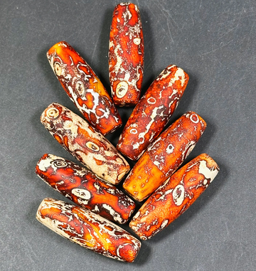 Distressed Orange Agate-Barrel Large 39x13mm